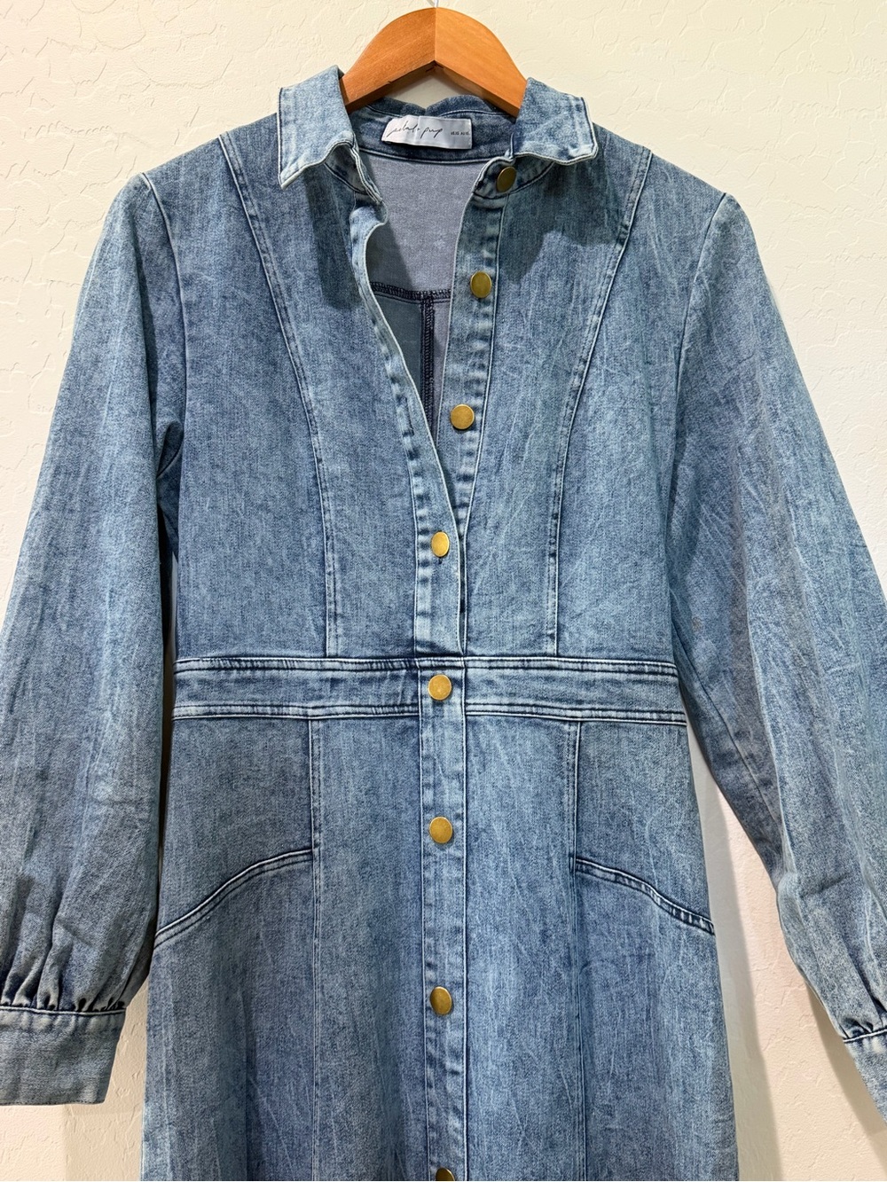 Petal & Pup Emberly Three-Quarter Sleeve Stretch Denim Maxi Dress - Picture 5 of 8